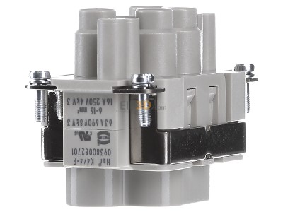 View on the left Harting 09 38 008 2701 Socket insert for connector 4p 

