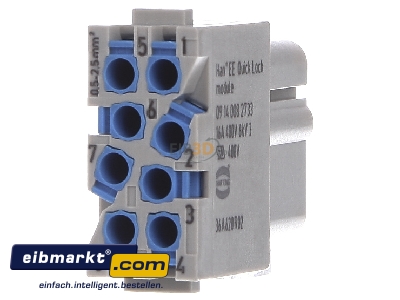 Ansicht hinten Harting 09 14 008 2733 Han EE Quick-Lock module female 