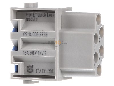 View on the left Harting 09 14 006 2733 Socket insert for connector 6p 
