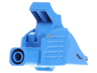 Ansicht rechts Stubli XDK-1033 /-23 4mm Abgreifer Delfinklemme 39,5mm, blau 