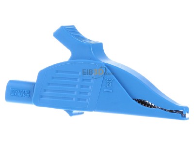Ansicht hinten Stubli XDK-1033 /-23 4mm Abgreifer Delfinklemme 39,5mm, blau 