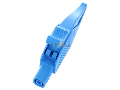 Ansicht oben rechts Stubli XDK-1033 /-23 4mm Abgreifer Delfinklemme 39,5mm, blau 