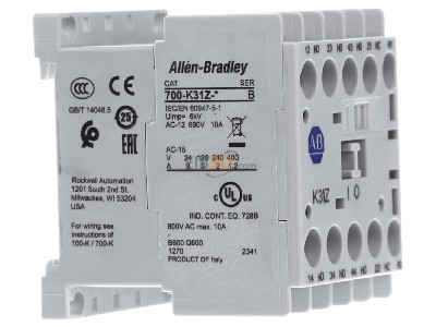 View on the left Rockwell 700-K31Z-DJ Auxiliary relay 1NC/ 3 NO 
