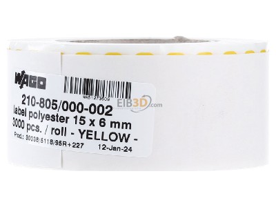 View on the right WAGO 210-805/000-002 Labelling material 6x15mm yellow 

