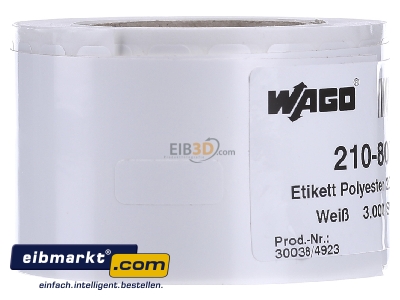 View on the left WAGO Kontakttechnik 210-807 Labelling material 8x20mm white
