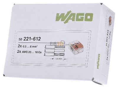 Frontansicht WAGO 221-612 Compact-Verbindungsklemme 2-Leiter bis 6qmm 