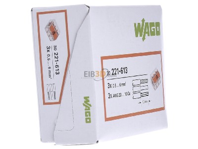 Ansicht links WAGO 221-613 Compact-Verbindungsklemme 3-Leiter bis 6qmm 