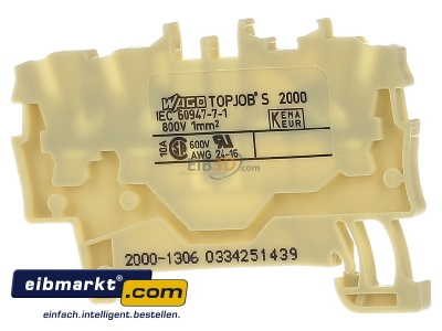 Ansicht hinten WAGO Kontakttechnik 2000-1306 3L-Durchgangsklemme 1qmm gelb TopJob 