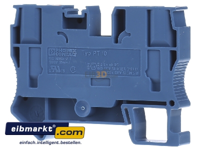 Back view Phoenix Contact PT 10 BU Feed-through terminal block 10,2mm 70A
