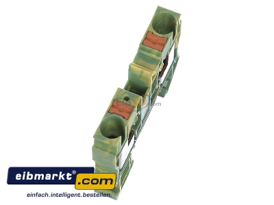 Ansicht oben links Phoenix Contact PT 10-PE Schutzleiter-Reihenklemme 0,5-16qmm, gr�n-gelb 