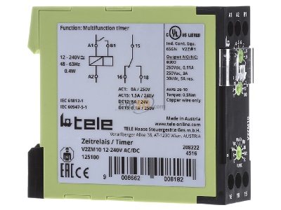 Ansicht links Tele Haase V2ZM10 12-240V AC/DC Multifunktionsrelais 1 Wechsler 