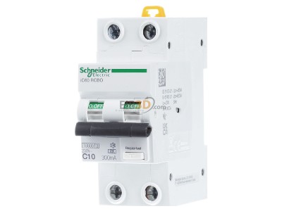 Front view Schneider Electric A9D54210 Earth leakage circuit breaker C10/0,3A 
