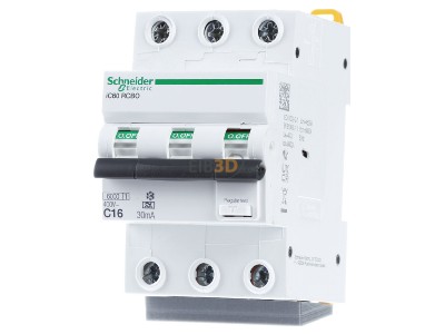 Front view Schneider Electric A9D67316 Earth leakage circuit breaker C16/0,03A 
