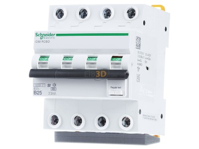 Front view Schneider Electric A9D97425 Earth leakage circuit breaker B25/0,03A 
