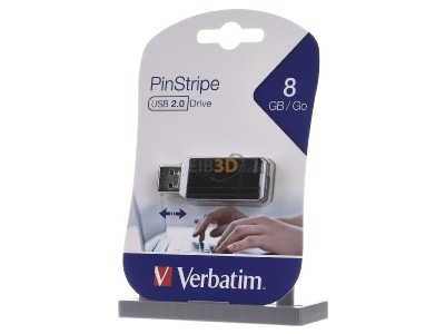 Frontansicht Verbatim 15-020-142 USB-Stick 8GB Pin Stripe Standard Speed 67x 
