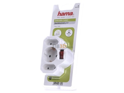 Frontansicht Hama 47756 Steckdosenadapter 3f.,mit Schalter 