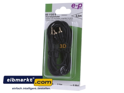 Front view E+P Elektrik BS 113/2 S sw Assembled AV-cable 2,5m - 
