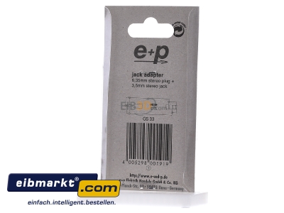 Back view E+P Elektrik GS 33 Adapter Jack plug / Jack plug - 
