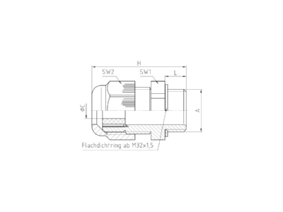 Ma�zeichnung Jacob 50 625 PA R Kabelverschraubung M25x1 5 PERFECT KV PA
