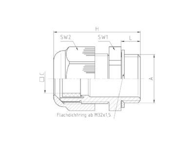 Ma�zeichnung Jacob 50 632 PA 7001FK1 Kabelverschraubung M32x1 5