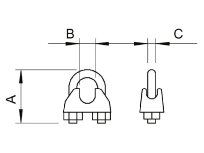 Dimensional drawing 1 OBO 947 3 G Span wire clamp 3mm 3mm
