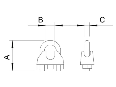 Dimensional drawing 2 OBO 947 3 G Span wire clamp 3mm 3mm