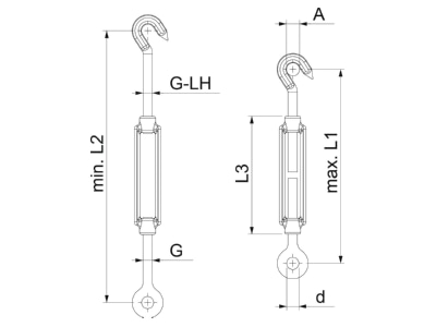 Mazeichnung 2 OBO 945 M6 G Spannschloss  1 4Z   galv vz