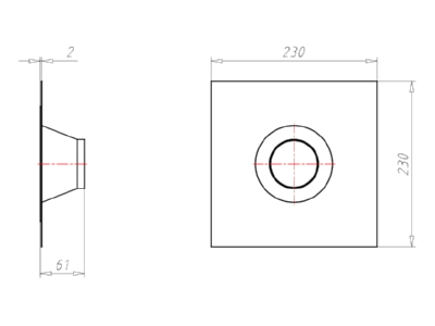 Dimensional drawing Kaiser 9059 53 Grommet 75   90mm