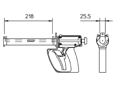 Dimensional drawing 1 OBO KVM P Caulking gun
