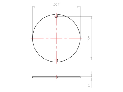 Dimensional drawing Kaiser 1158 90 Cover for flush mounted box round
