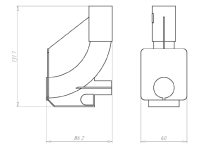 Dimensional drawing Kaiser 1261 16 Wall ceiling coupler for tube