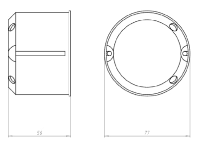 Dimensional drawing Kaiser 9464 50 Hollow wall mounted box D 74mm