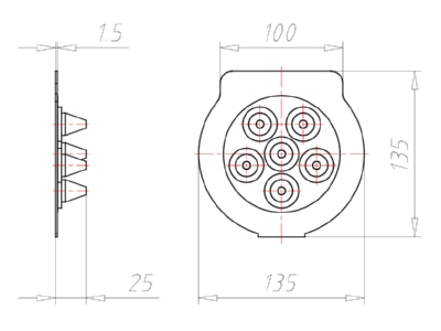 Dimensional drawing Kaiser 9059 61 Grommet 4   11mm
