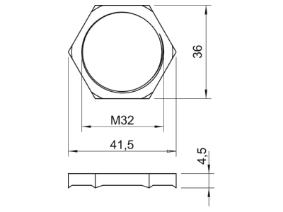 Ma�zeichnung 2 OBO 169 MSS M32 Gegenmutter M32x1 5  CuZn  N