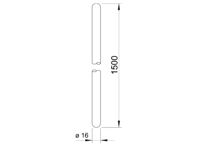 Dimensional drawing 2 OBO 200 V4A 1500 Lead in earthing rod 16x1500mm
