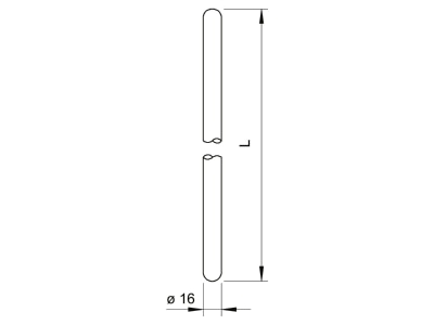 Dimensional drawing 3 OBO 200 V4A 1500 Lead in earthing rod 16x1500mm