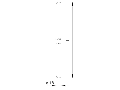 Dimensional drawing 1 OBO 200 V4A 2000 Lead in earthing rod 16x2000mm
