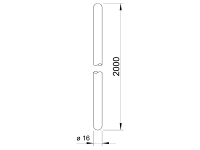 Dimensional drawing 2 OBO 200 V4A 2000 Lead in earthing rod 16x2000mm
