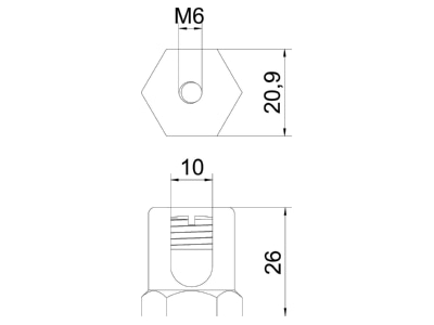 Mazeichnung 2 OBO EKL 35 M6 Erdungsklemme M6 35qmm  CuZn