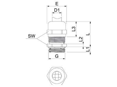 Mazeichnung 1 OBO V TEC VM LM75MS1 Kabelverschraubung M75  CuZn  N