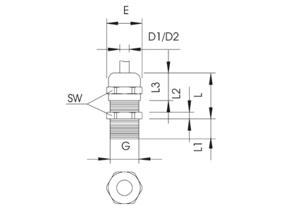 Mazeichnung 2 OBO V TEC VM LM75MS1 Kabelverschraubung M75  CuZn  N