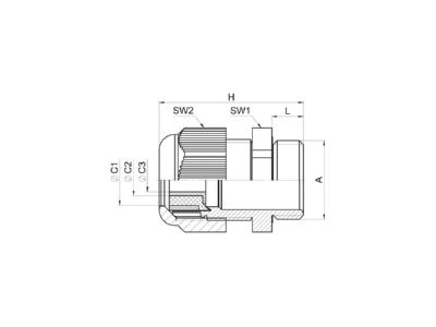 Dimensional drawing Jacob GHG9601955R0008 Cable gland   core connector M63