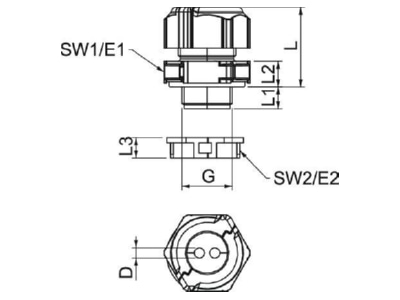 Ma�zeichnung 2 OBO V TEC TB20 4x4 Kabelverschraub   teilbar Dichteinsatz  mehrf 