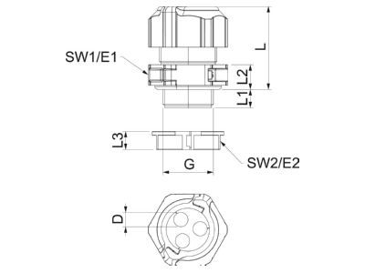 Ma�zeichnung 1 OBO V TEC TB25 3x7 Kabelverschraub   teilbar Dichteinsatz  mehrf 
