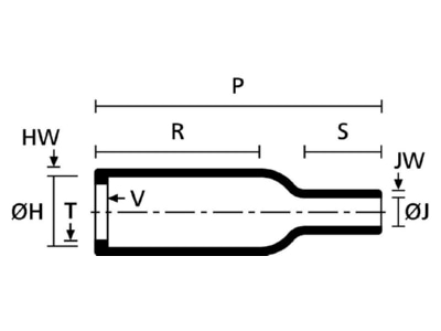 Ma�zeichnung 2 Hellermann Tyton 113 4 G PO X BK Warmschrumpfformteil Stecker gerade  sw