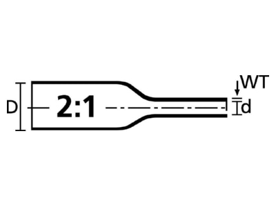 Dimensional drawing Hellermann Tyton TLFX127YE PO X YE 54 Thin walled shrink tubing 12 7 6 4mm