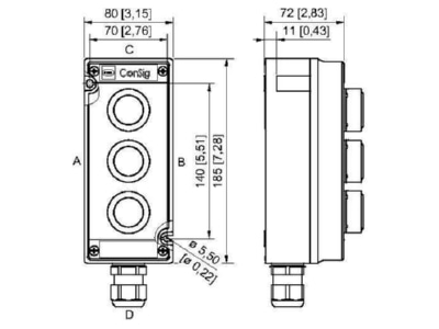 Dimensional drawing Stahl 130903 Control device combination IP66