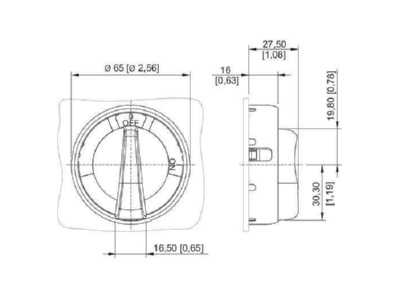 Dimensional drawing Stahl 227226 Push button actuator black IP66