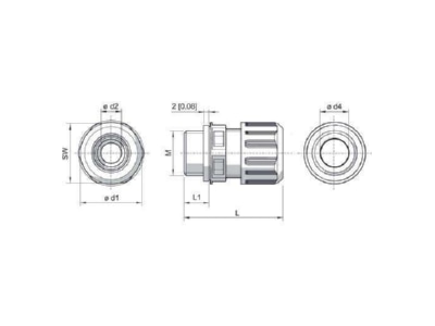 Dimensional drawing Stahl 239205 Cable gland M25