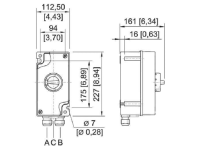 Dimensional drawing Stahl 249169 Motor protection circuit breaker